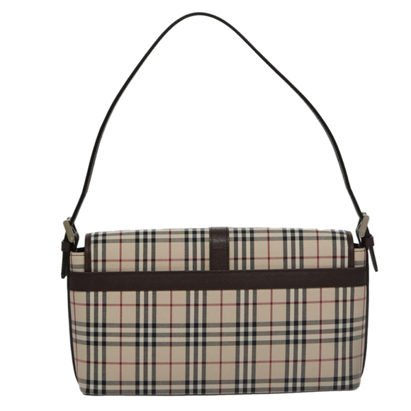 BURBERRY Nova Check Shoulder Bag Canvas Beige Silver Auth 106700 - Picture 2 of 16